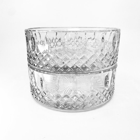 Set of 2 Vintage Indiana Glass Co Princess Clear Diamond Cut Glass Candy Bowls - Picture 8 of 11
